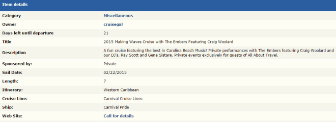 Theme Cruise Finder 2015 Making Waves Cruise with The Embers Featuring Craig Woolard